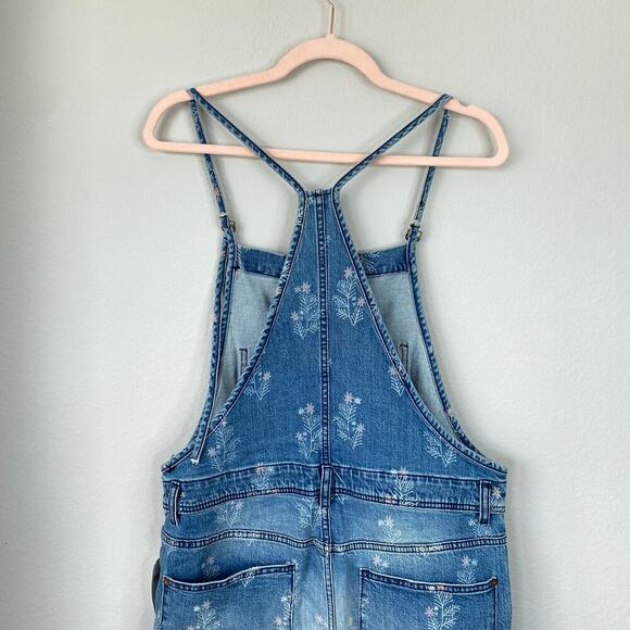 ANTHROPOLOGIE Pilcro Painters Denim Overalls Floral Shabby Chic Size 30 NWT New - Picture 10 of 13